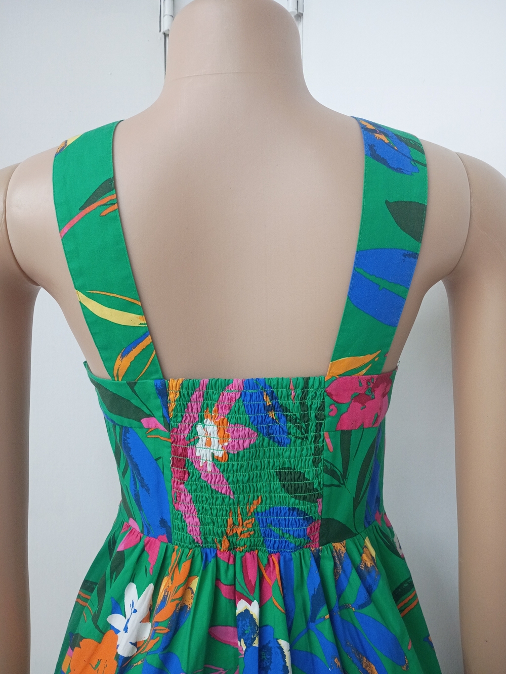 J. Crew Green Floral Halter Midi Dress with Pink, Blue & Orange Accents - Picture 6 of 15